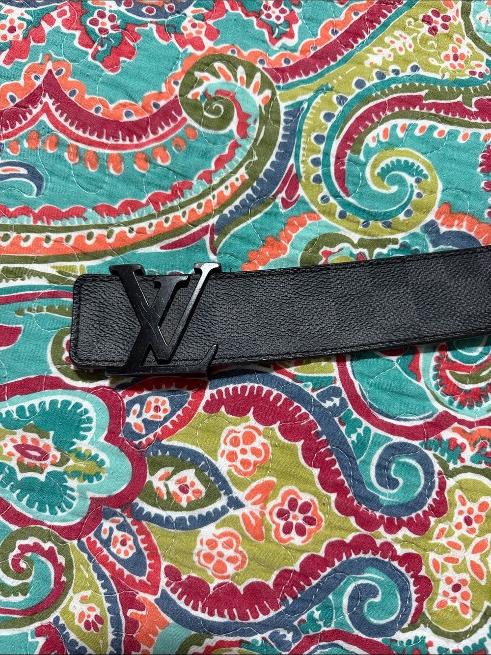 Louis Vuitton Black Leather Belt with Matte Black LV Buckle